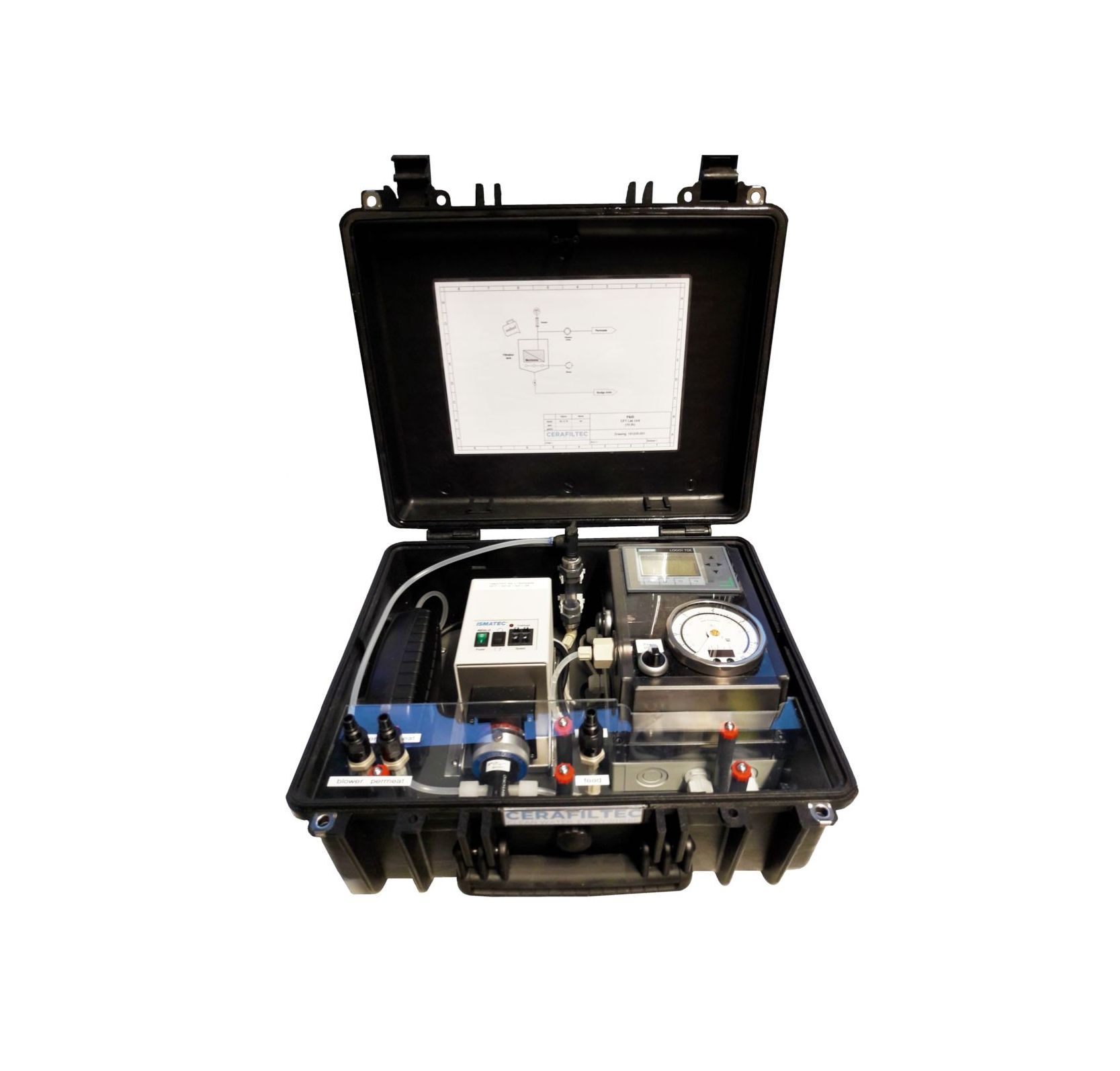 Ceramic flat sheet membrane - CERAFILTEC - suitcase test unit